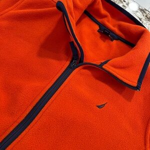 Nautica Vibrant Orange Fleece with Navy Trim